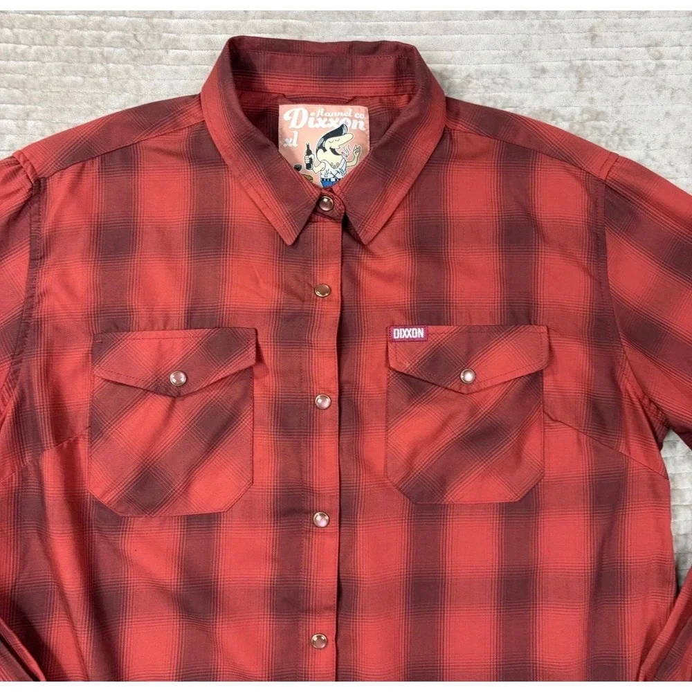 Dixxon Flannel Co Women XL‎ The Toscana Red Black Plaid Bamboo Blend Shirt